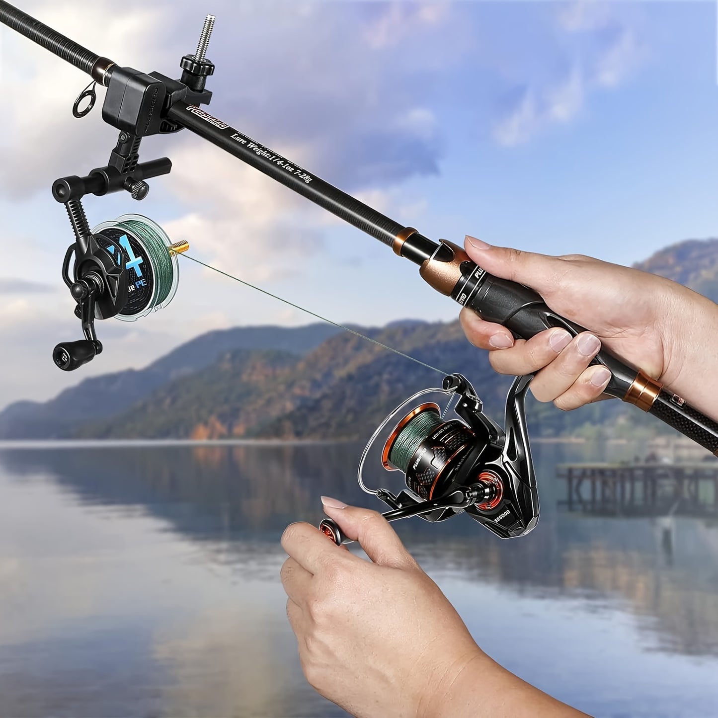 Bobinador de linha de pesca compacto e portátil PLUSINNO com função de desenrolador.