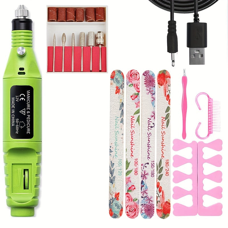 High-Power Cordless Nail Drill Machine - Effortless Gel & Acrylic Nail Polisher - Rechargeable Efile Kit with Variable Speed & Professional Bits for Salon-Quality Manicures at Home - Complete, Safe & Versatile
