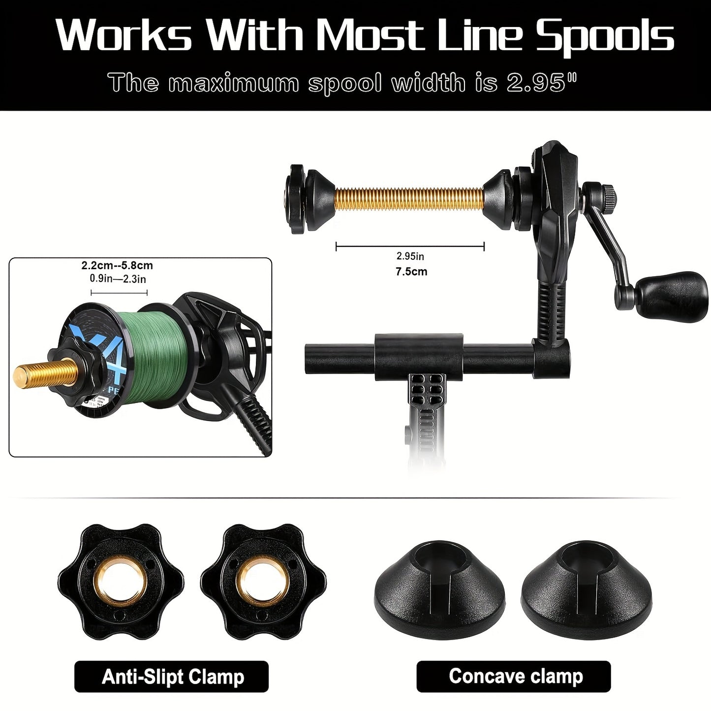 Bobinador de linha de pesca compacto e portátil PLUSINNO com função de desenrolador.