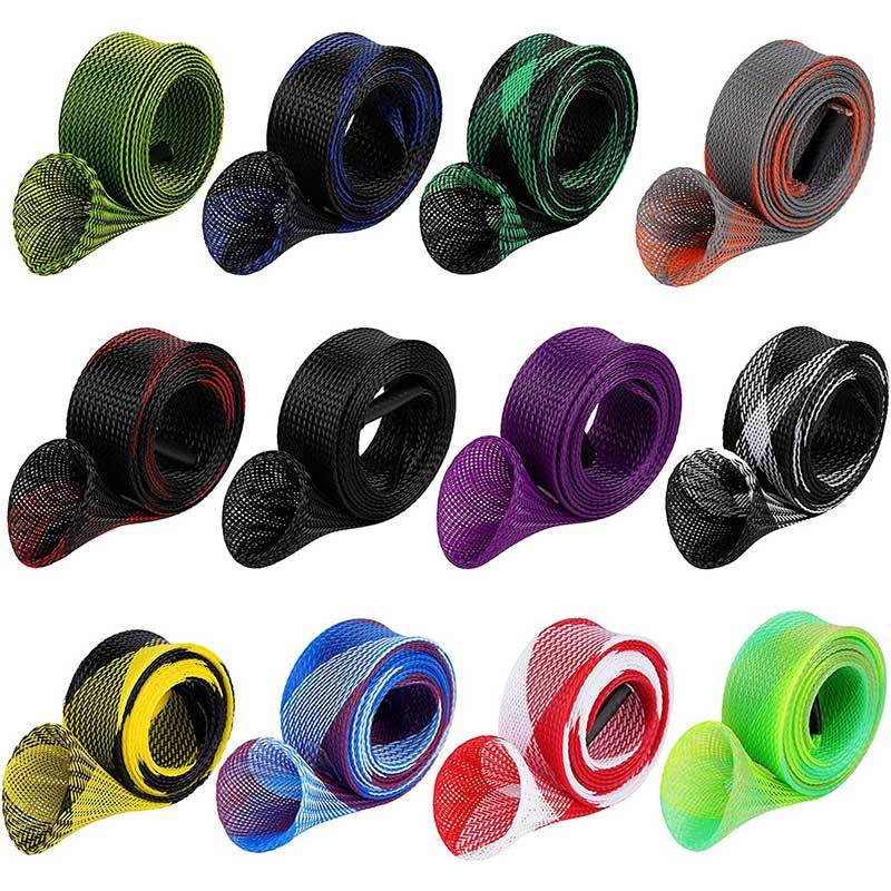 Pacote com 12 capas para varas de pesca em malha trançada - protege varas de arremesso e spinning, ideais para pesca marítima e armazenamento de equipamentos
