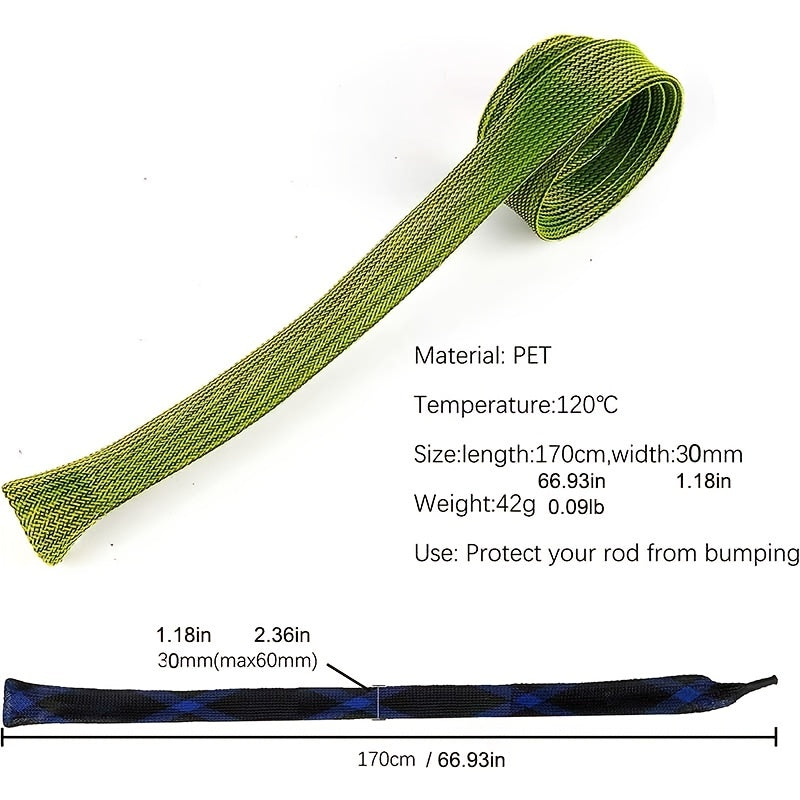 Pacote com 12 capas para varas de pesca em malha trançada - protege varas de arremesso e spinning, ideais para pesca marítima e armazenamento de equipamentos