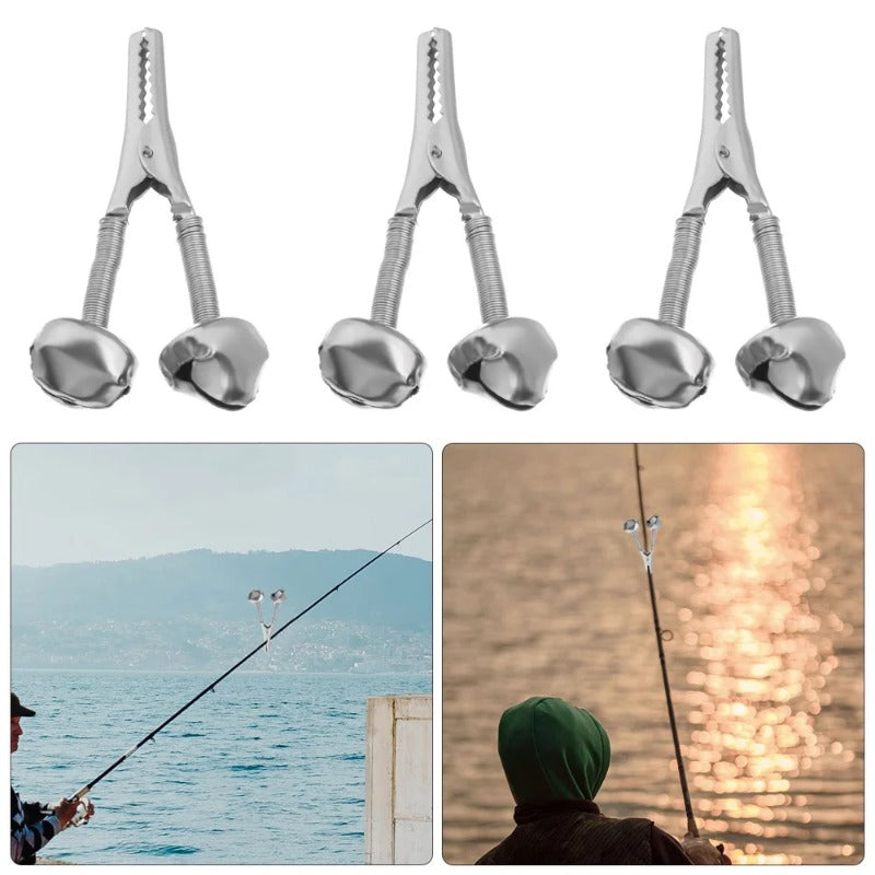 10 peças de clipe de sino de alerta de pesca, alarme sonoro de mordida de peixe.