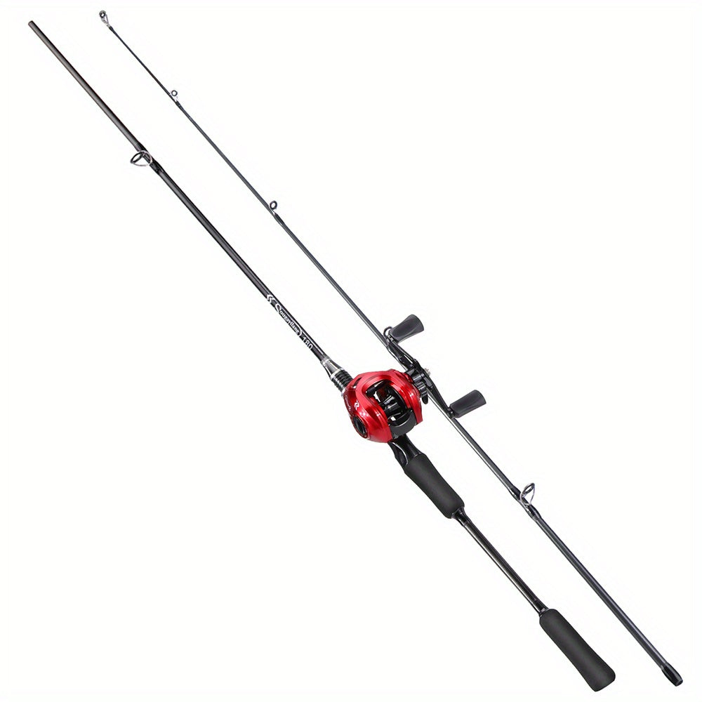 Conjunto de vara e carretilha de pesca Sougayilang Baitcasting - Vara de carbono