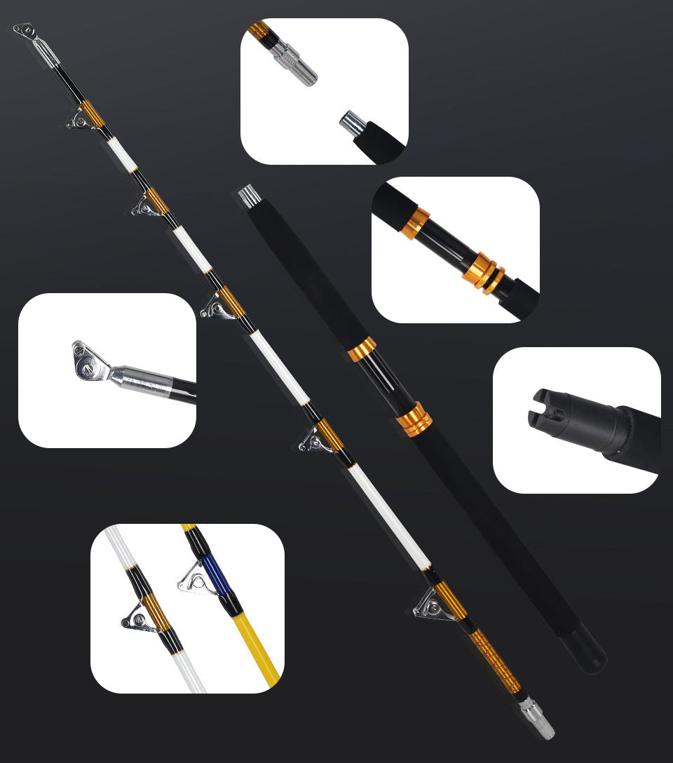 Vara de pesca de corrico de 2 seções - Vara de pesca de jigging lento em água salgada para garoupas, 80-180 libras/100-200 libras, 165 cm/5,4 pés de comprimento