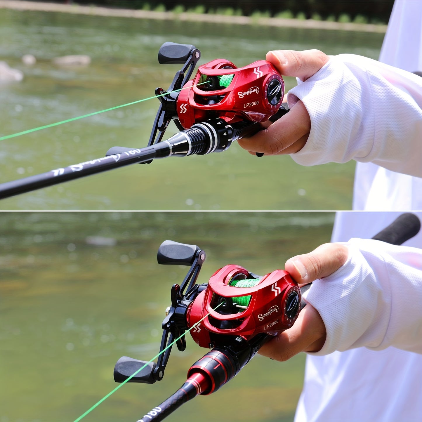 Conjunto de vara e carretilha de pesca Sougayilang Baitcasting - Vara de carbono de 1,8 m/5,9 pés com carretilha ultraleve - Perfeito para viagens, pesca em água salgada e doce
