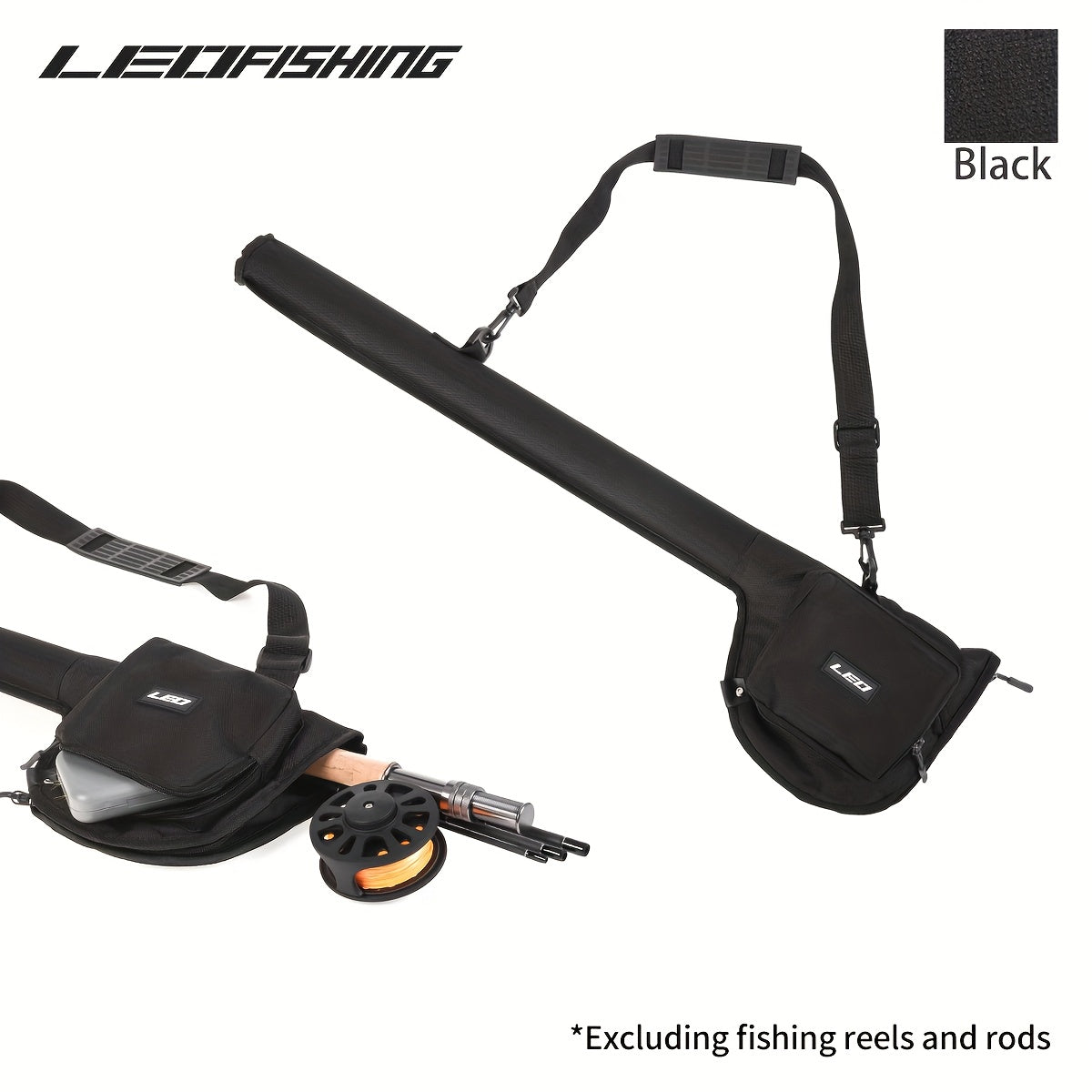 LEOFISHING Estojo de armazenamento de luxo para varas e molinetes de pesca com mosca - à prova d'água, proteção completa, compacto, durável e portátil, bolsa para equipamentos para viagens de pesca em água doce - fácil de transportar e armazenar