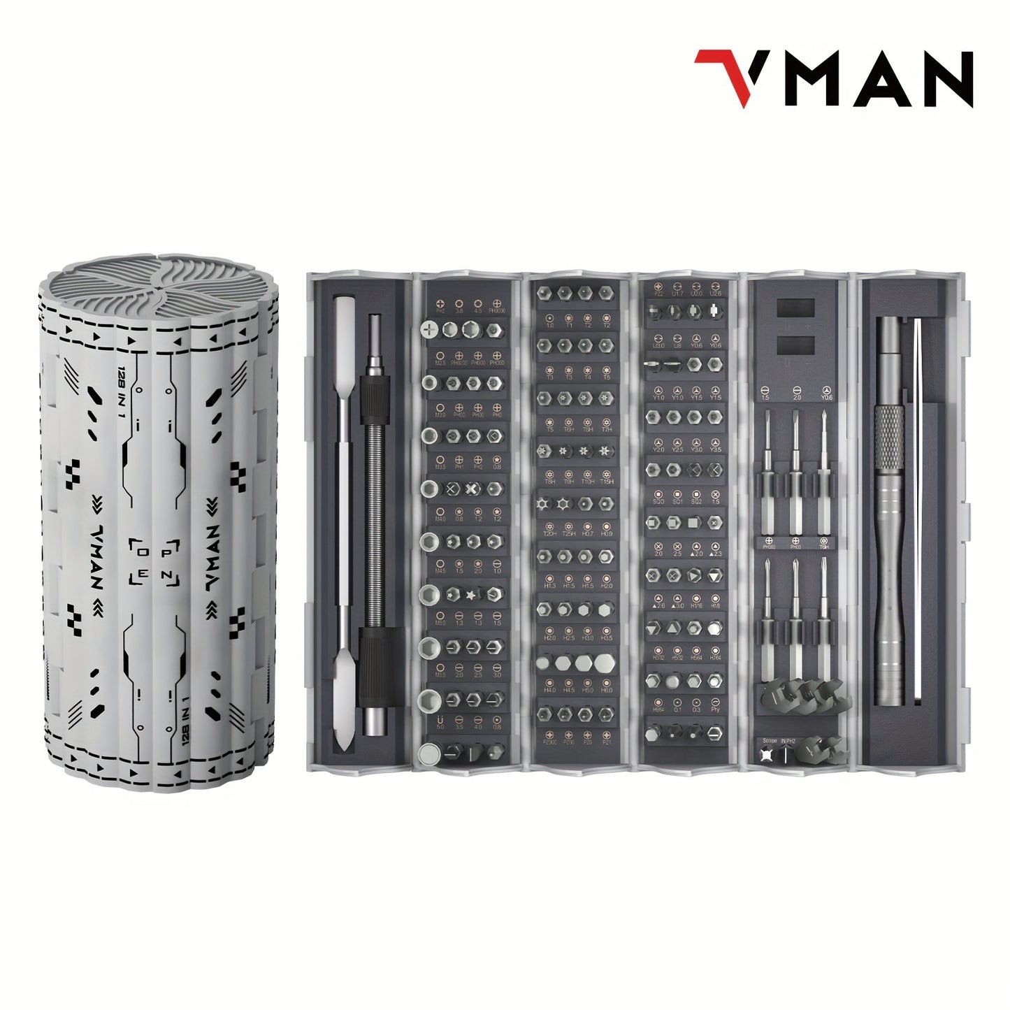 Conjunto de chaves de fenda de precisão 128 em 1, kit de chave de fenda magnética com eixo flexível, kit profissional de ferramentas de reparo magnético para computador, laptop, Xbox, console de jogos, ferramentas masculinas para presente