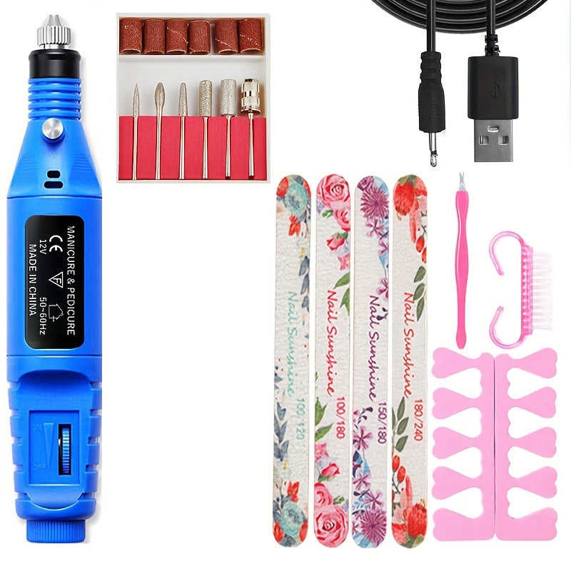 High-Power Cordless Nail Drill Machine - Effortless Gel & Acrylic Nail Polisher - Rechargeable Efile Kit with Variable Speed & Professional Bits for Salon-Quality Manicures at Home - Complete, Safe & Versatile