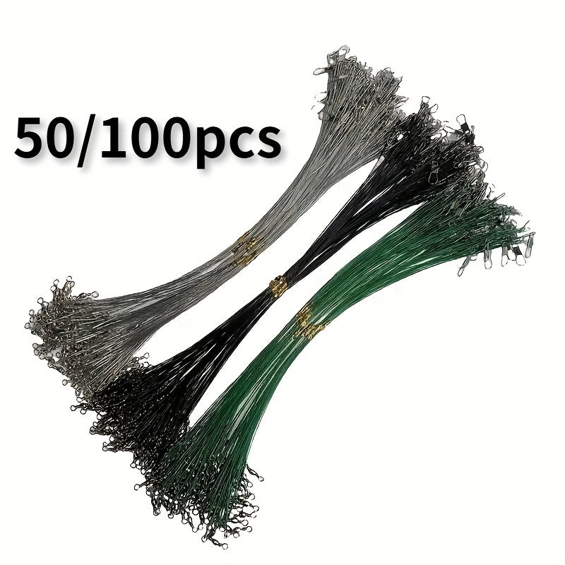 50/100pcs Linha de pesca de aço durável anti-mordida, peças e giratória