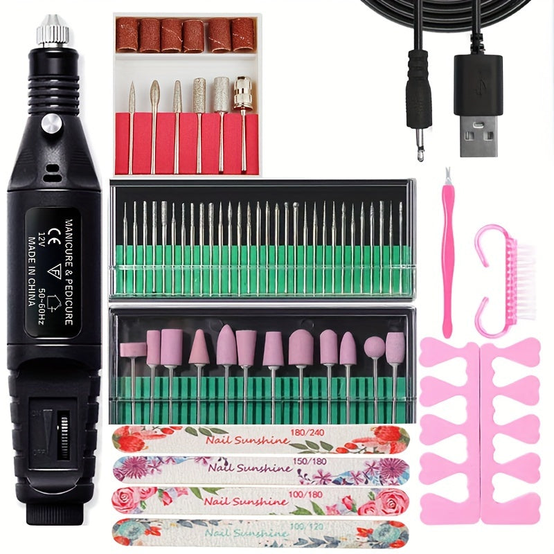 High-Power Cordless Nail Drill Machine - Effortless Gel & Acrylic Nail Polisher - Rechargeable Efile Kit with Variable Speed & Professional Bits for Salon-Quality Manicures at Home - Complete, Safe & Versatile