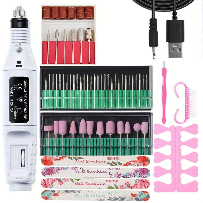 High-Power Cordless Nail Drill Machine - Effortless Gel & Acrylic Nail Polisher - Rechargeable Efile Kit with Variable Speed & Professional Bits for Salon-Quality Manicures at Home - Complete, Safe & Versatile