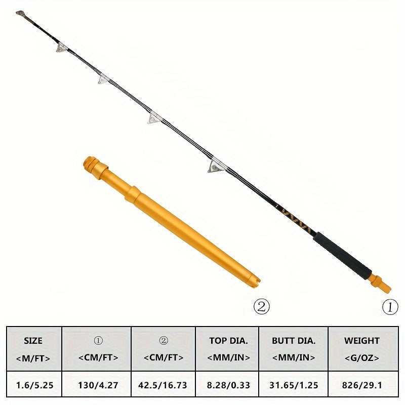 Vara de pesca de corrico de 2 seções, vara de pesca de garoupa, vara de pesca lenta , 150-250 libras, 1,6 m/5,25 pés, 1,8 m/5,91 pés, 2,1 m/6,89 pés
