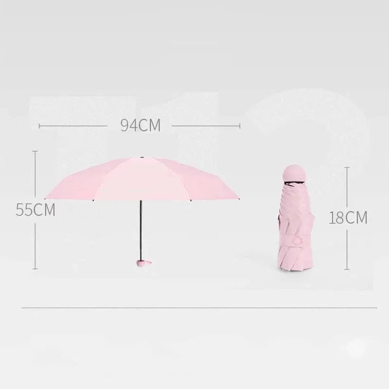 Cápsula guarda-chuva portátil mini guarda-sol protetor solar chuva