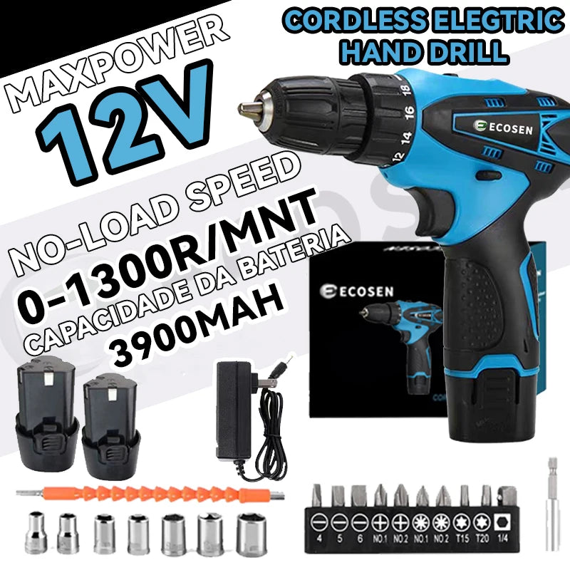 Furadeira Parafusadeira Bivolt C/maleta 2 Bateria Electric Drill.