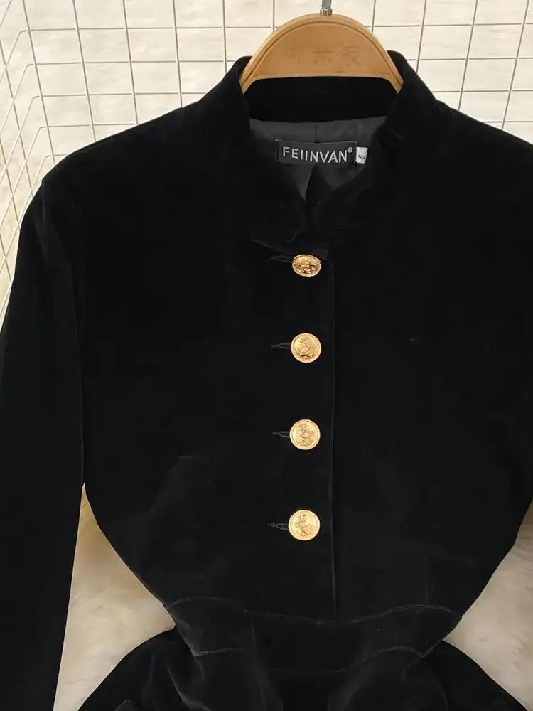 Vestido elegante ,preto, outono inverno