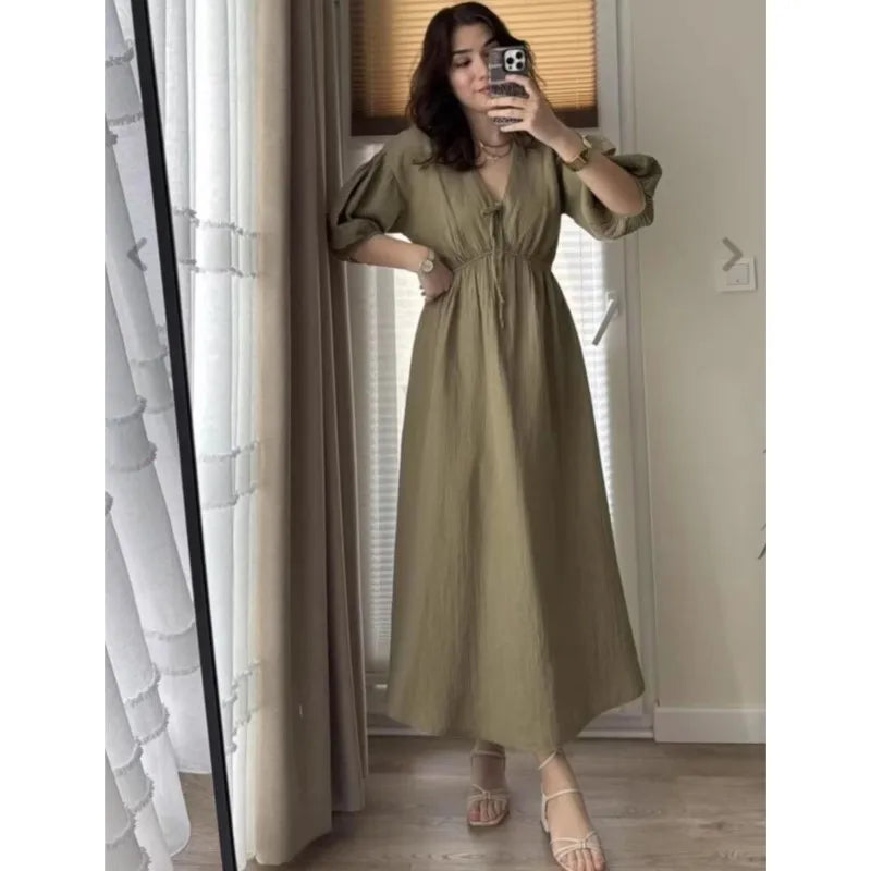 Vestidos elegantes para mulheres, moda vintage, vestido sexy, cor sólida.