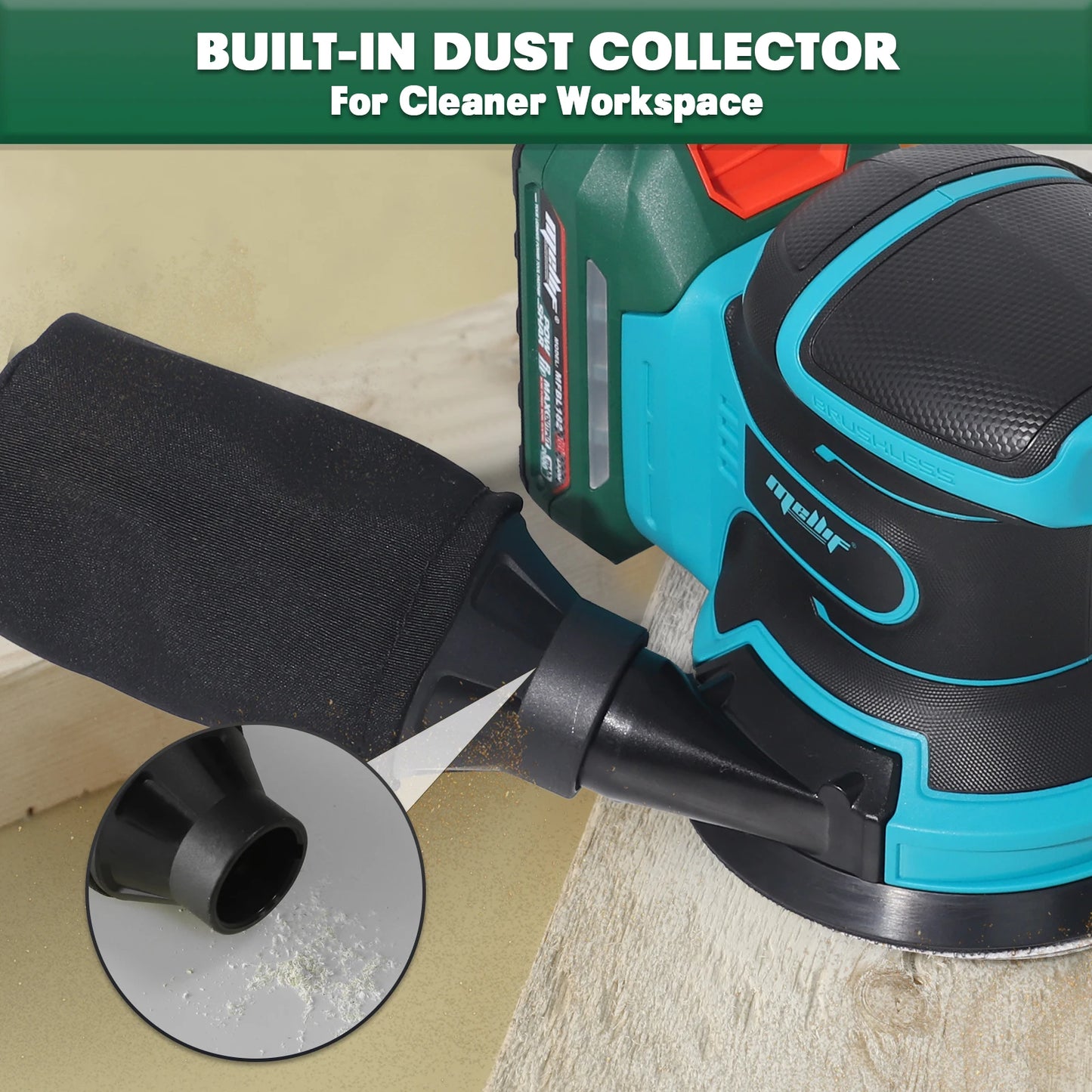 Lixadeira orbital sem fio Mellif 125 mm para Makita, bateria de 18 V.