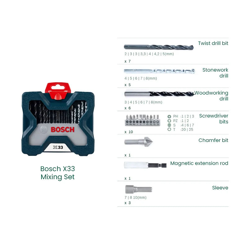 Conjunto de brocas para chave de fenda Bosch X-Line, 33 peças.