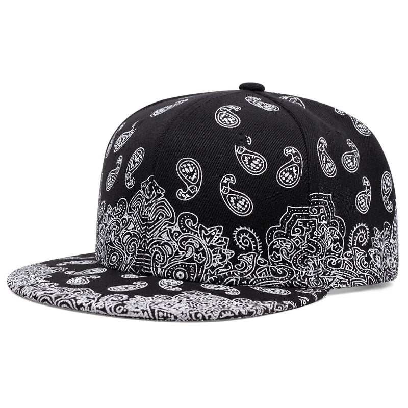 Boné snapback com estampa de flor de caju da Costa Oeste.