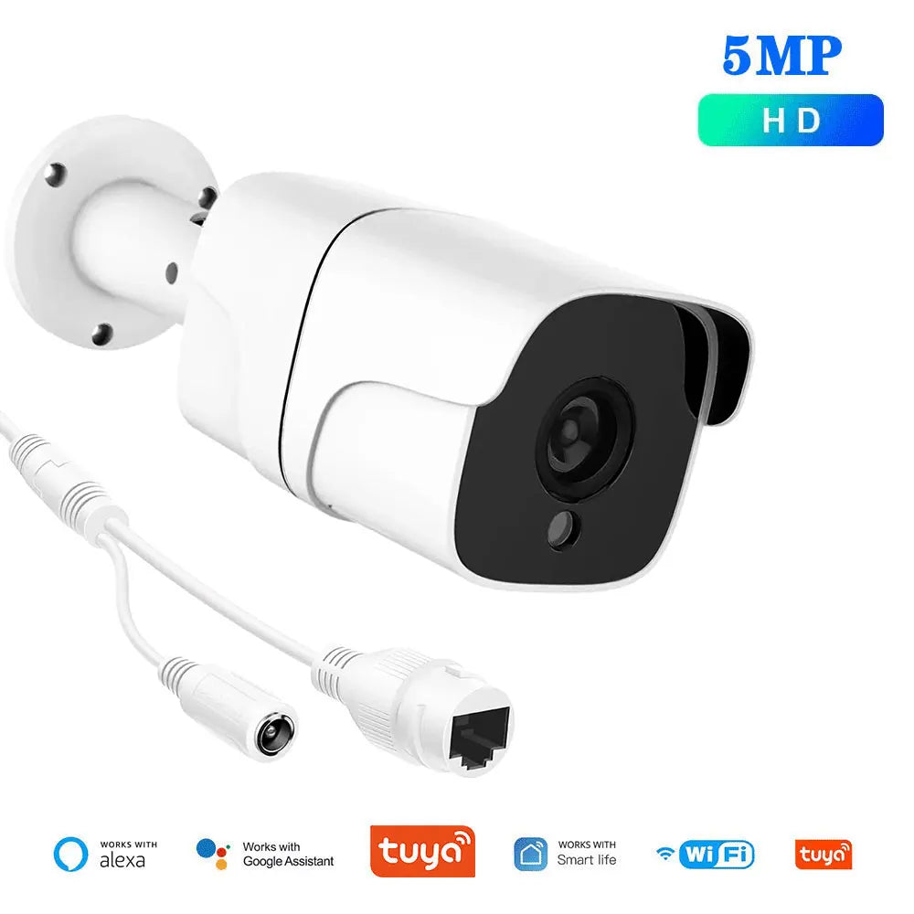 Câmera IP Tuya 5G Wifi 5MP, câmera de segurança externa tipo bala.