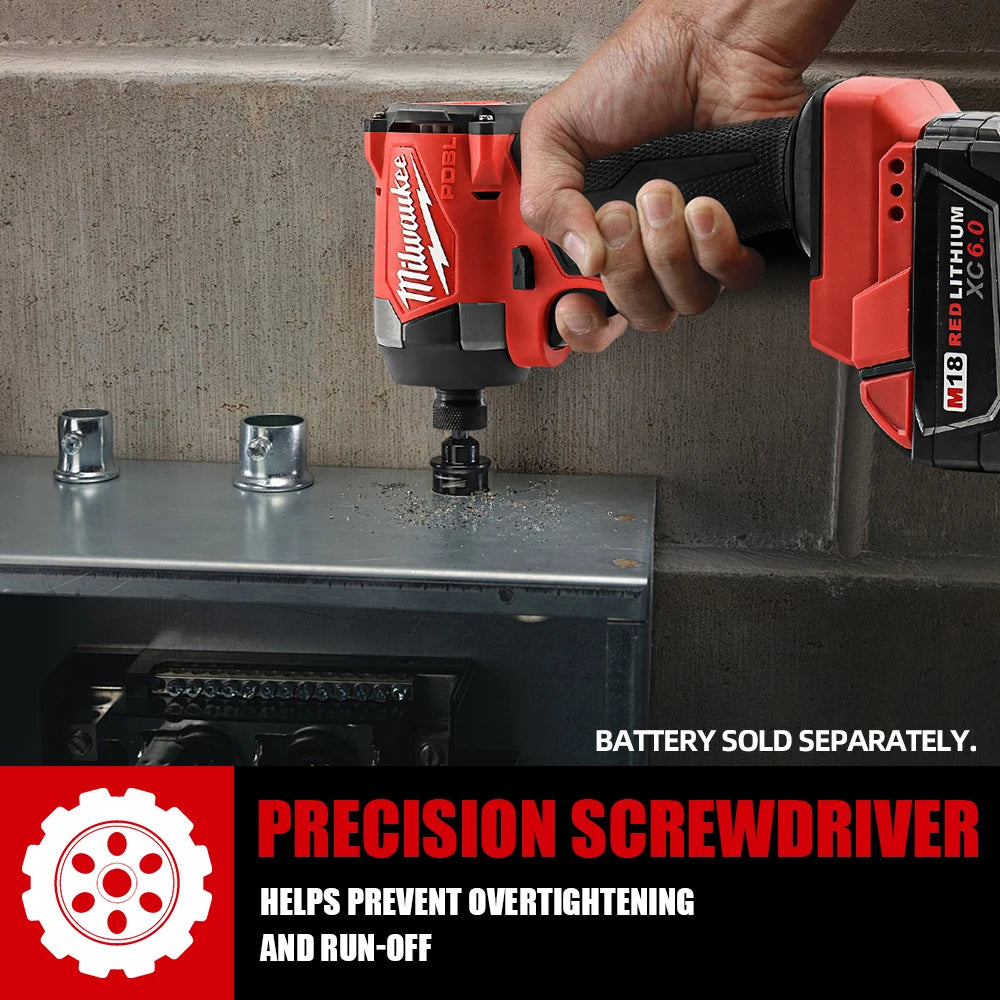 Chave de fenda de impacto Milwaukee M18 com bateria de 1/4 de polegada, furadeira elétrica de impacto 226NM, sem escova.