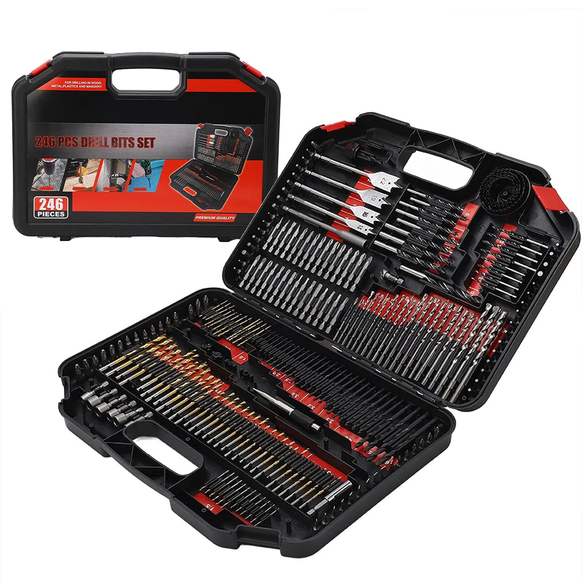 Conjunto de ferramentas combinadas de brocas HSS 246 peças.