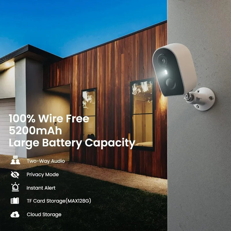 Câmeras para segurança residencial externa - Vigilância WiFi com bateria 2K.