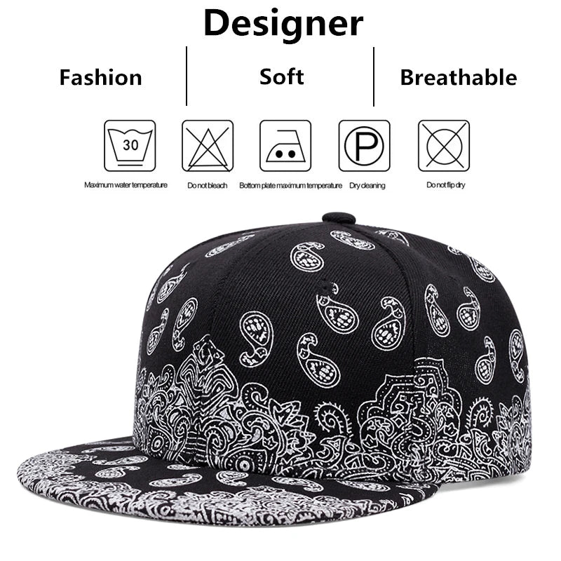 Boné snapback com estampa de flor de caju da Costa Oeste.