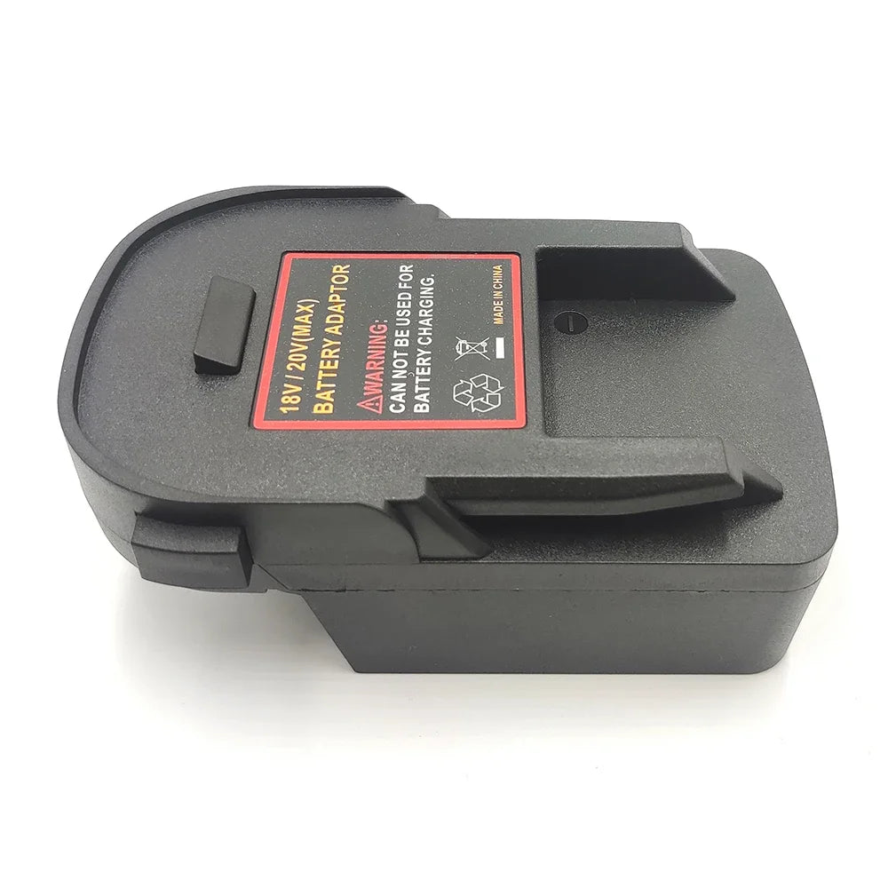 Adaptador de bateria para baterias de lítio Milwaukee de 18 V. Converte baterias Milwaukee em baterias de lítio.