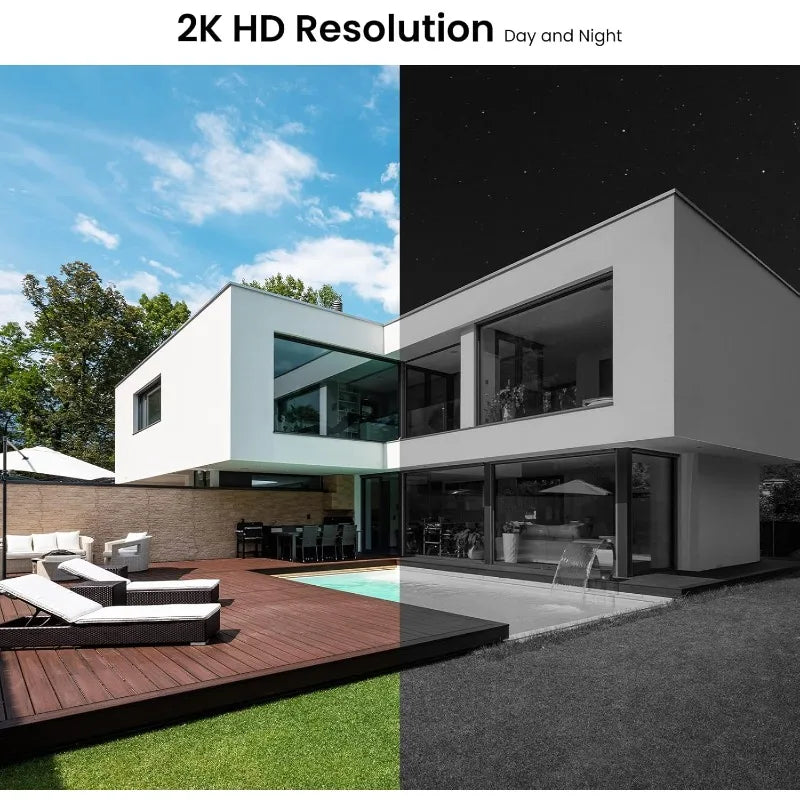 Câmeras para segurança residencial externa - Vigilância WiFi com bateria 2K.