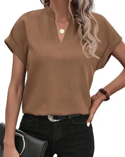 Blusa feminina camisa branca com decote em v algodão.