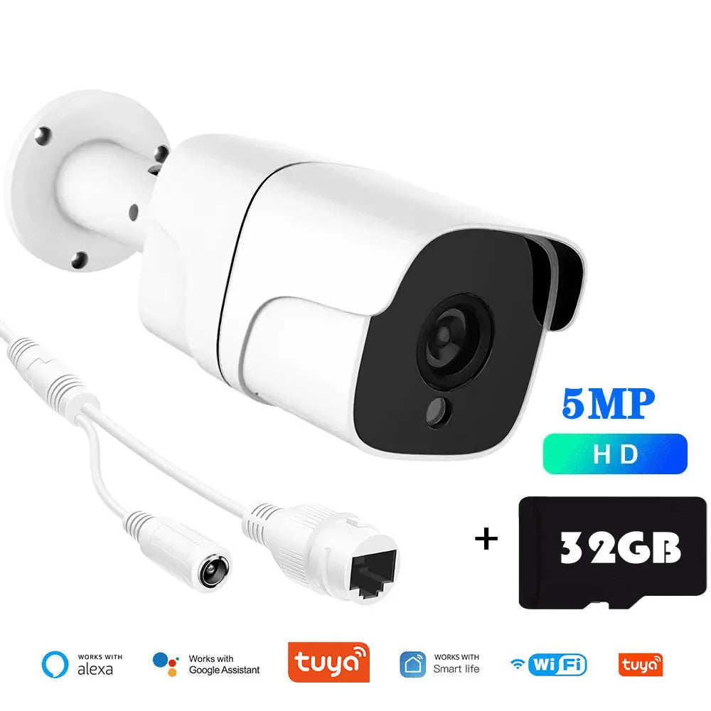 Câmera IP Tuya 5G Wifi 5MP, câmera de segurança externa tipo bala.