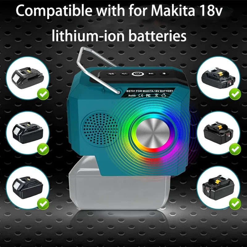 Reprodutor Bluetooth para Makita 18V bateria de íon de lítio BL1820 BL1830 BL1840.