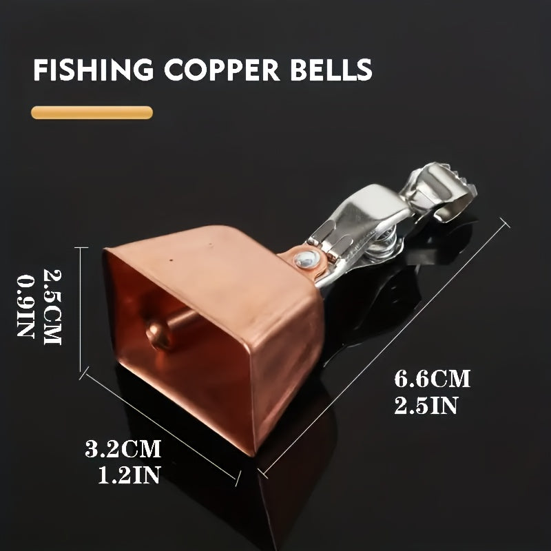 3 peças/6 peças/12 peças de vara de pescar, sino de alarme de cobre, indicador de alarme de mordida com clipe de águia, acessórios de pesca