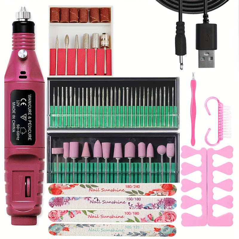 High-Power Cordless Nail Drill Machine - Effortless Gel & Acrylic Nail Polisher - Rechargeable Efile Kit with Variable Speed & Professional Bits for Salon-Quality Manicures at Home - Complete, Safe & Versatile