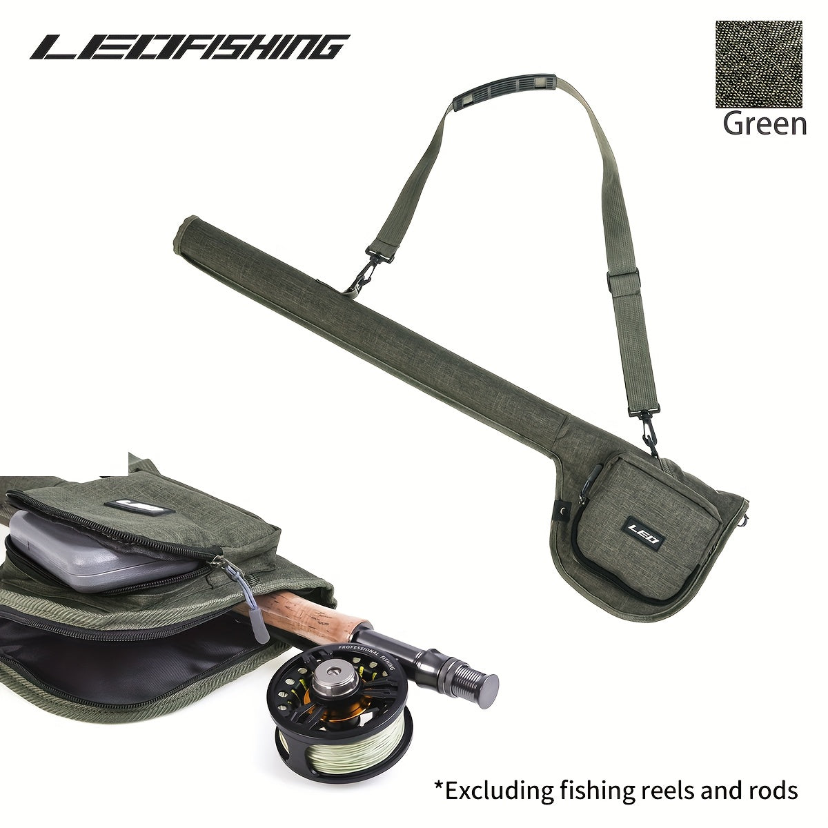 LEOFISHING Estojo de armazenamento de luxo para varas e molinetes de pesca com mosca - à prova d'água, proteção completa, compacto, durável e portátil, bolsa para equipamentos para viagens de pesca em água doce - fácil de transportar e armazenar