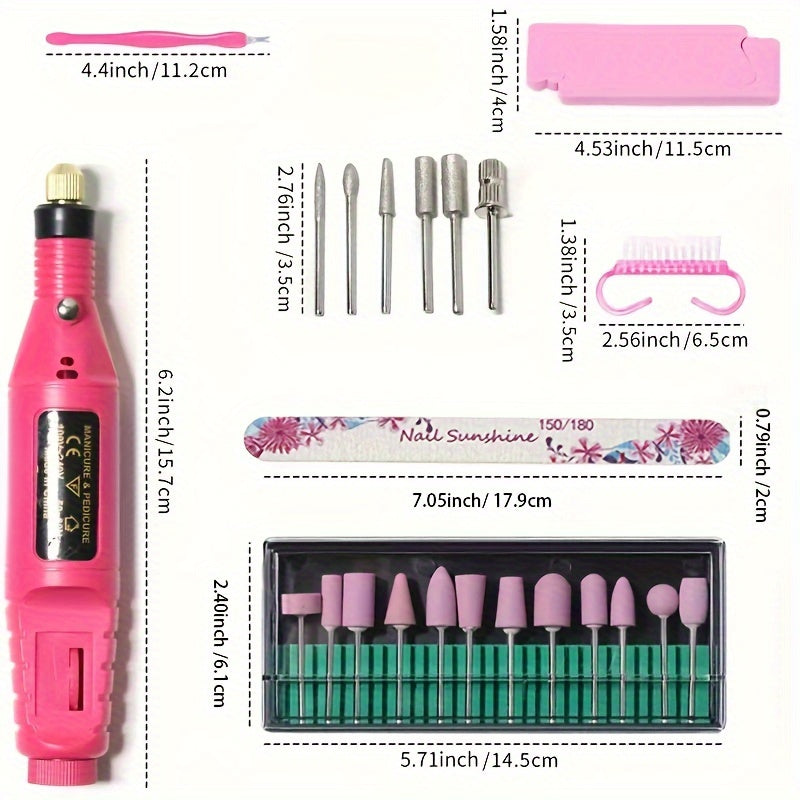 High-Power Cordless Nail Drill Machine - Effortless Gel & Acrylic Nail Polisher - Rechargeable Efile Kit with Variable Speed & Professional Bits for Salon-Quality Manicures at Home - Complete, Safe & Versatile