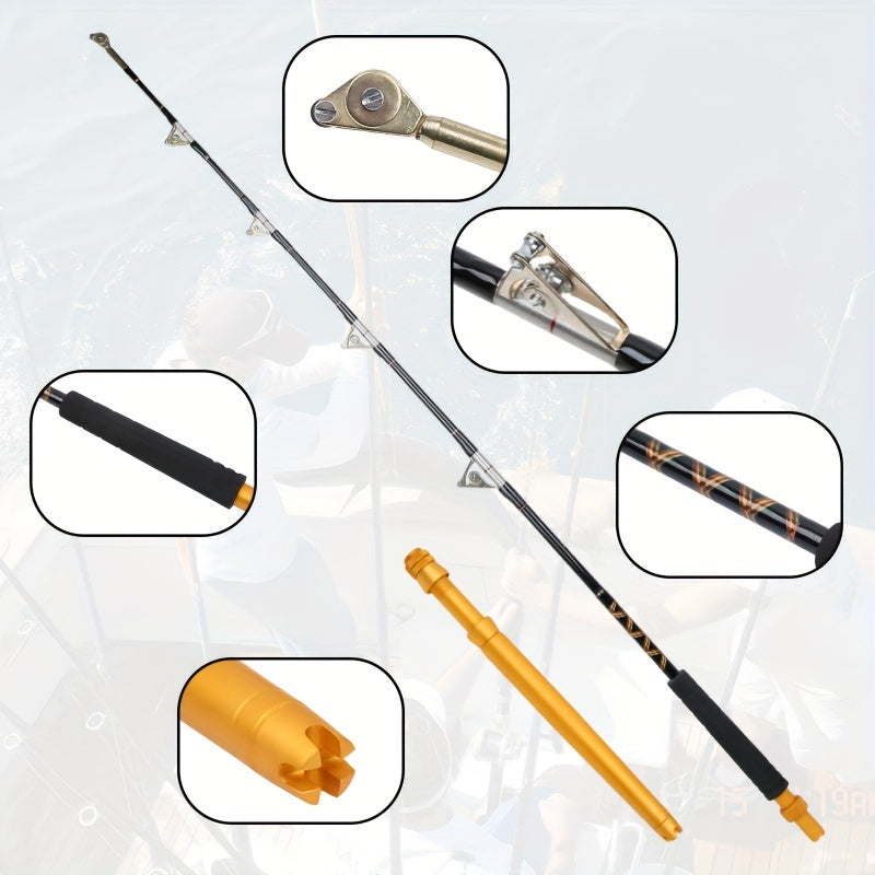 Vara de pesca de corrico de 2 seções, vara de pesca de garoupa, vara de pesca lenta , 150-250 libras, 1,6 m/5,25 pés, 1,8 m/5,91 pés, 2,1 m/6,89 pés