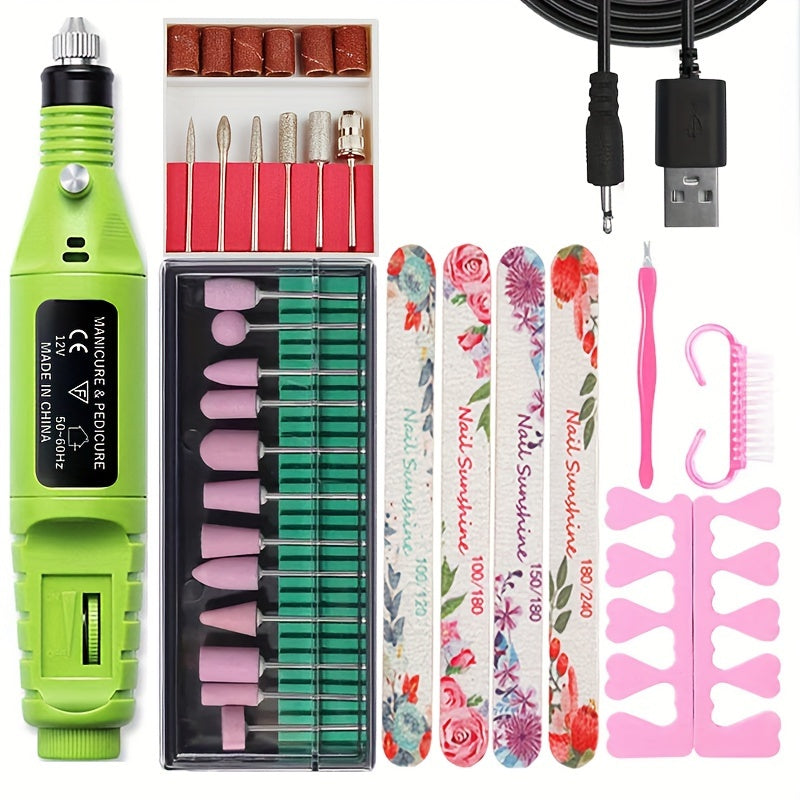 High-Power Cordless Nail Drill Machine - Effortless Gel & Acrylic Nail Polisher - Rechargeable Efile Kit with Variable Speed & Professional Bits for Salon-Quality Manicures at Home - Complete, Safe & Versatile