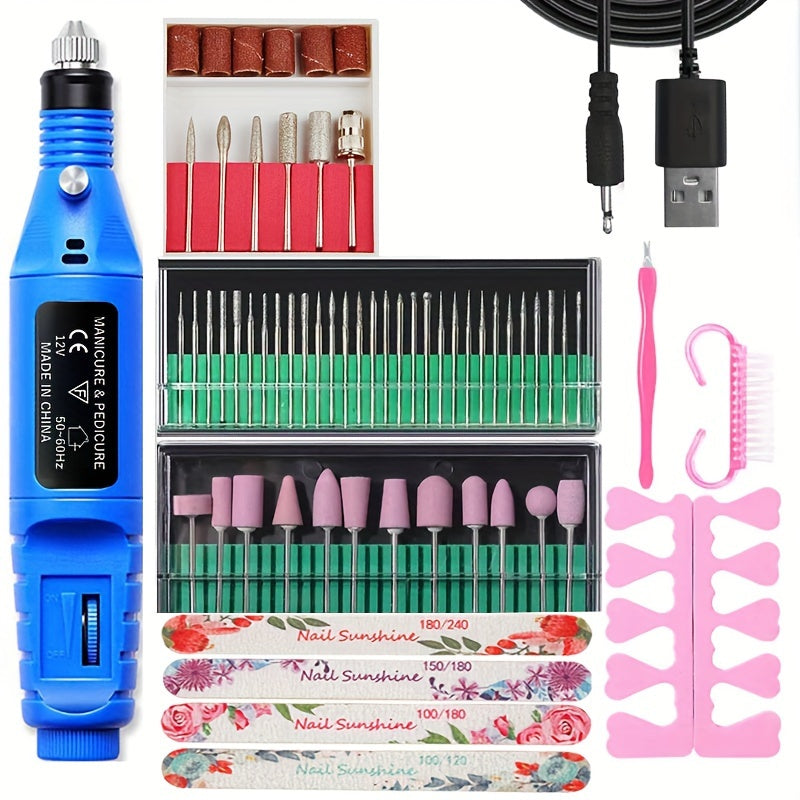 High-Power Cordless Nail Drill Machine - Effortless Gel & Acrylic Nail Polisher - Rechargeable Efile Kit with Variable Speed & Professional Bits for Salon-Quality Manicures at Home - Complete, Safe & Versatile