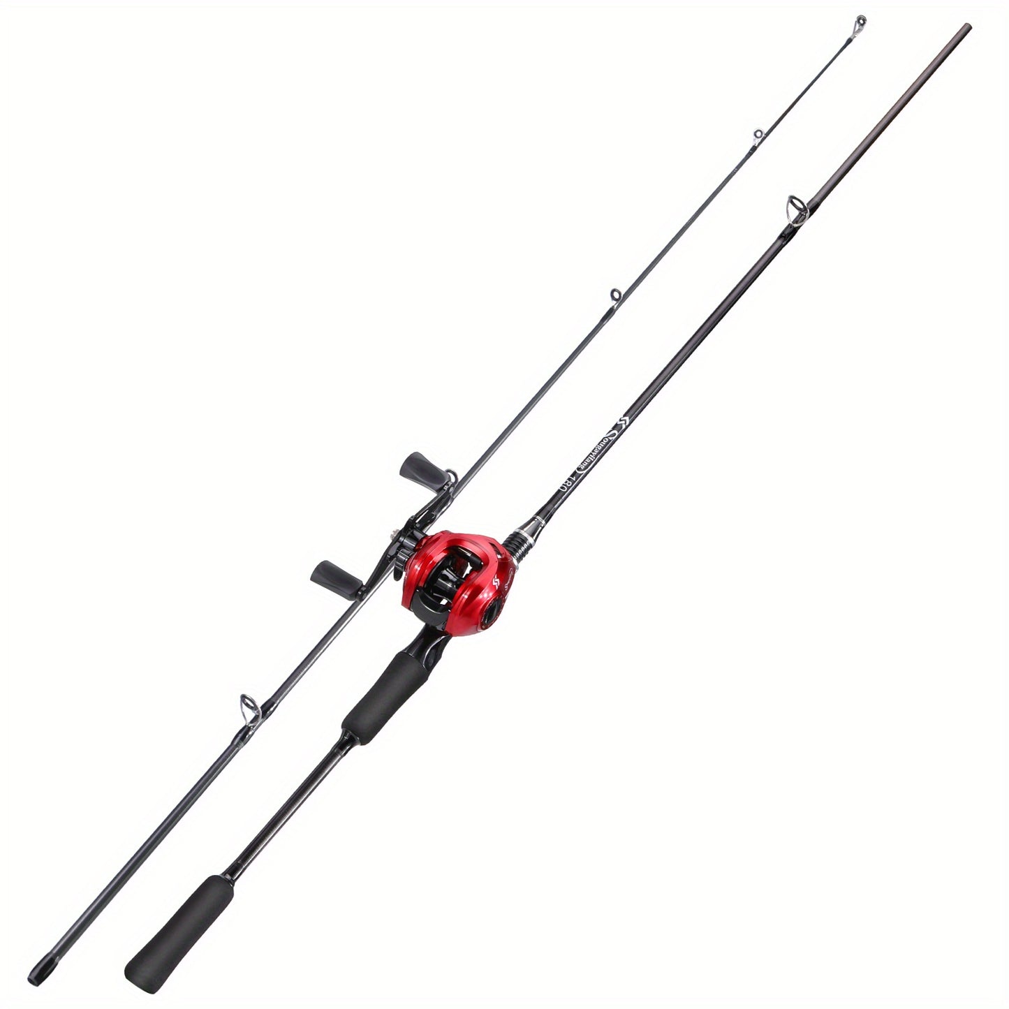 Conjunto de vara e carretilha de pesca Sougayilang Baitcasting - Vara de carbono de 1,8 m/5,9 pés com carretilha ultraleve - Perfeito para viagens, pesca em água salgada e doce
