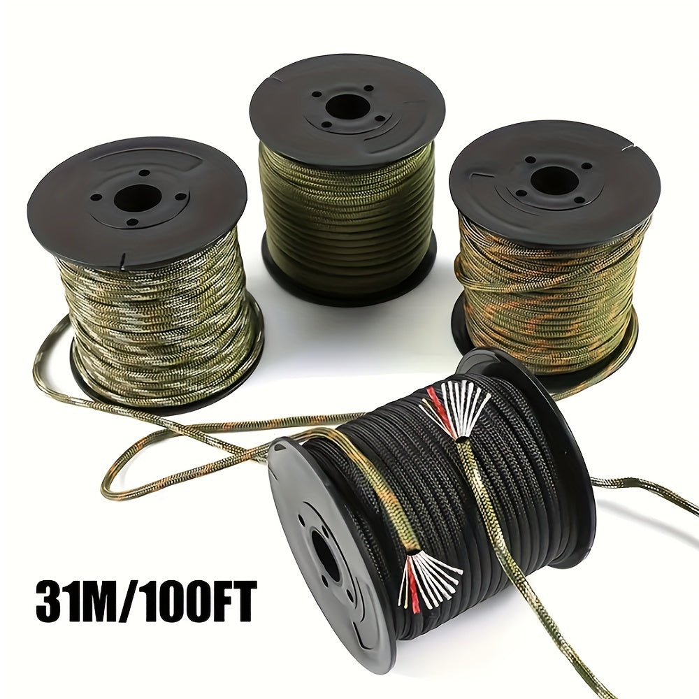 Corda multiuso de 7 fios de 100 pés/1220,47 pol. com cordão de fogo, linha de pesca