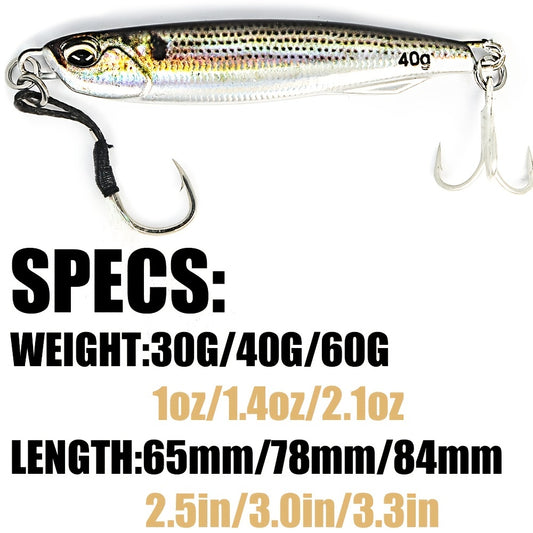 Ultimate Metal Cast Jig Spoon - Isca de pesca impressa em 3D altamente realista com durabilidade 30G/40G/60G.