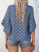 Blusa com gola redonda e estampa geométrica, blusa casual com manga,