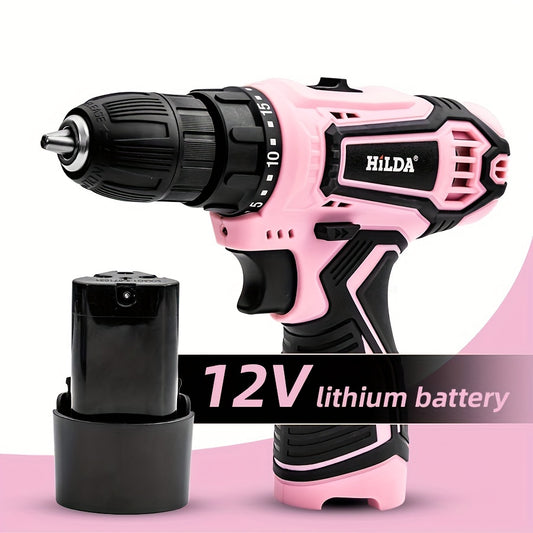 Conjunto de furadeira e parafusadeira sem fio rosa 12 V,
