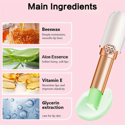 labial hidratante de longa duração que muda de cor.