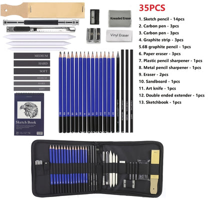 Conjunto de lápis de desenho Ultimate com 35 peças - Ferramentas premium