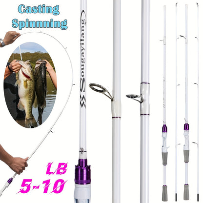 Vara de Pesca de 2 Seções 1,8 m/6 pés Vara de Carbono Duravél,Bonita com Cabo de EVA para Viagem, Pesca de Carpa e Robalo de Água Doce