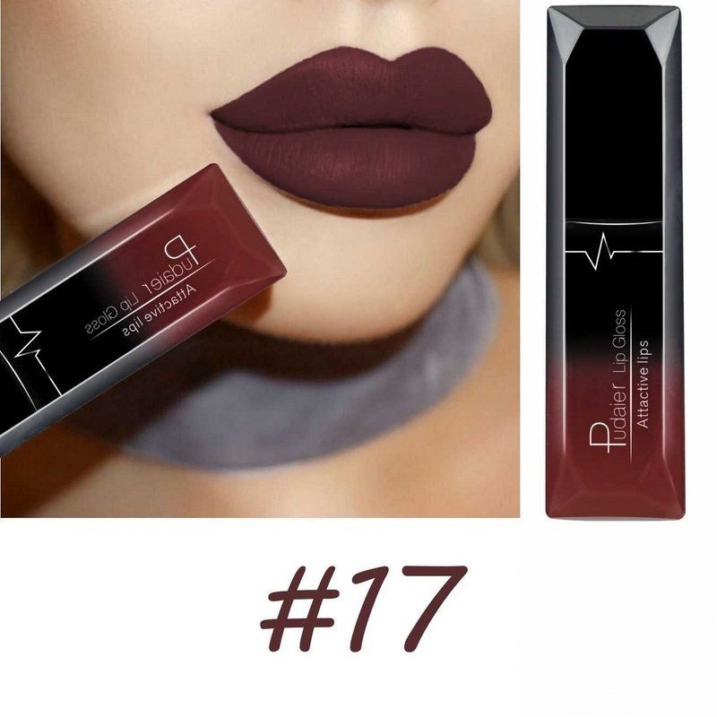 Maquiagem labial, 18 cores, brilho labial super matte,  longa duraçao.
