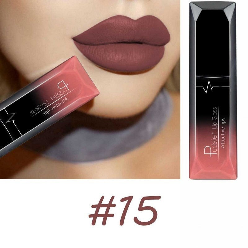 Maquiagem labial, 18 cores, brilho labial super matte,  longa duraçao.